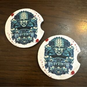 Pinhead Labyrinth Car Coaster 2pc Set Horror Halloween NEW